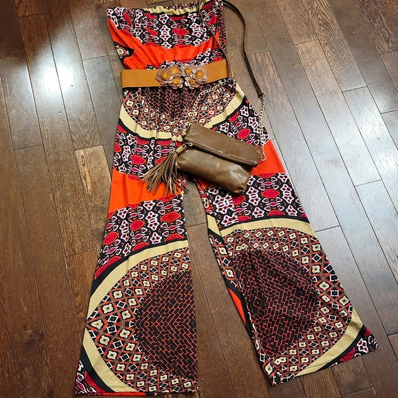 ICY Pants - 80's/90's Vibrant Patterned Jumpsuit by ICY Belt FREE w/purchase of Jumpsuit 🤎